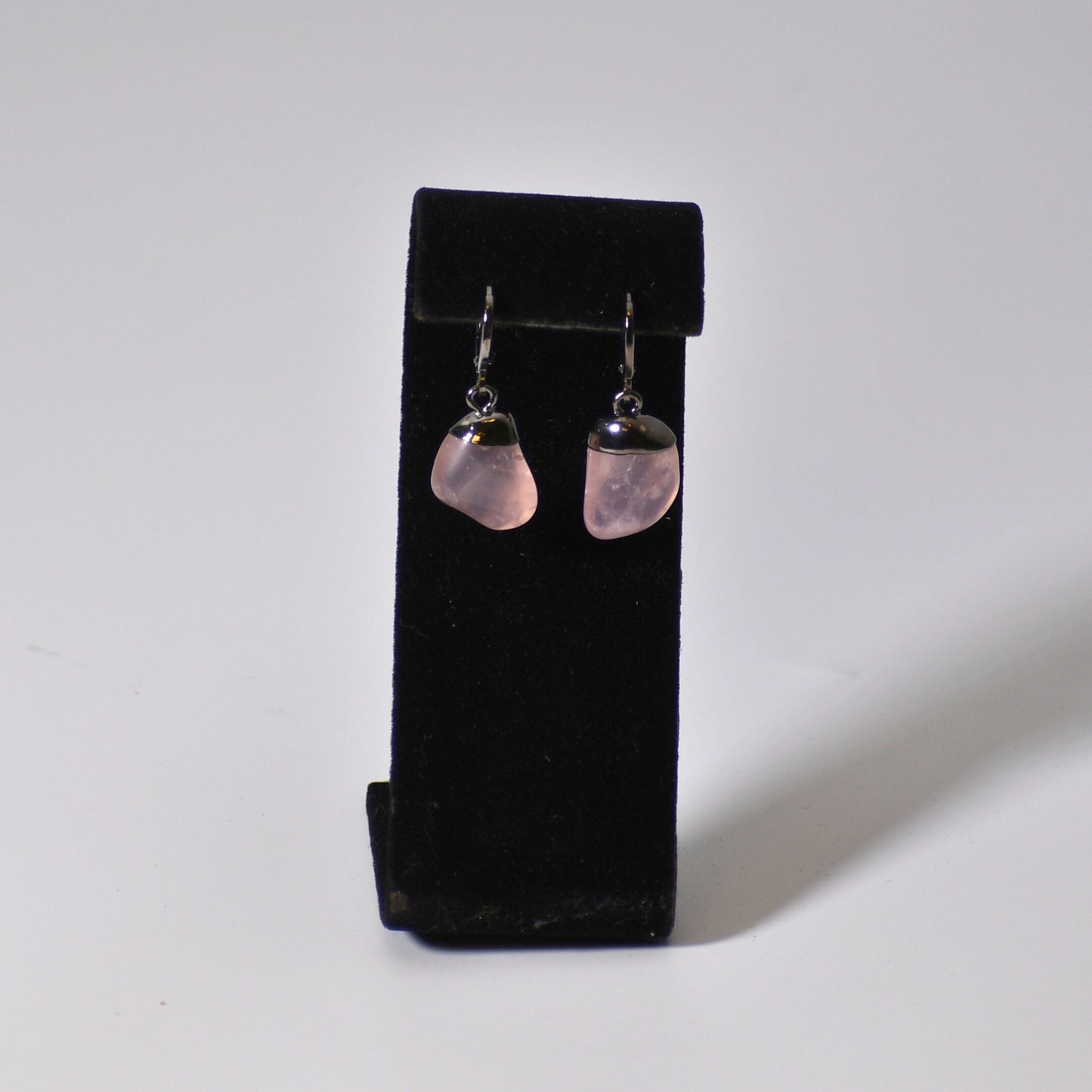 "Huggie" Leverback Rose Quartz Tumbled Earrings