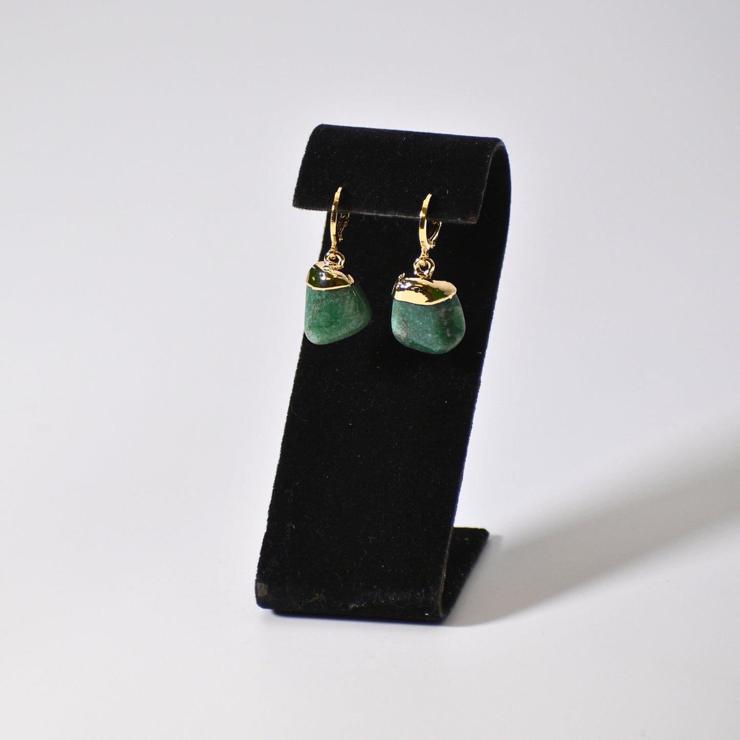 "Huggie" Leverback Tumbled Emerald Earrings