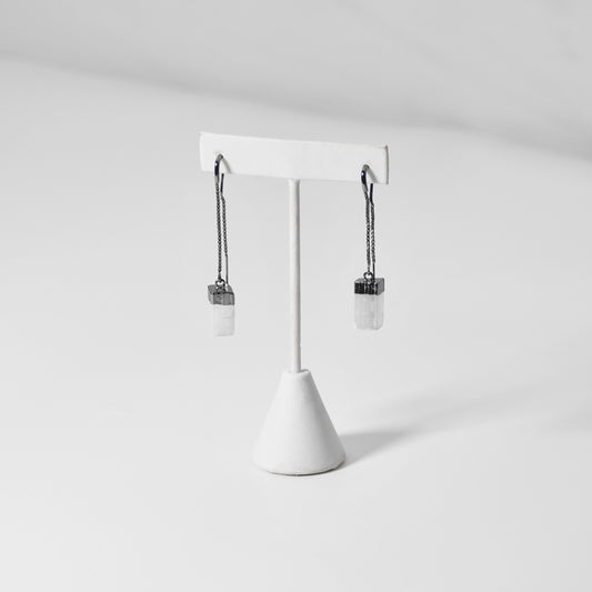 Long Rough Selenite Earrings