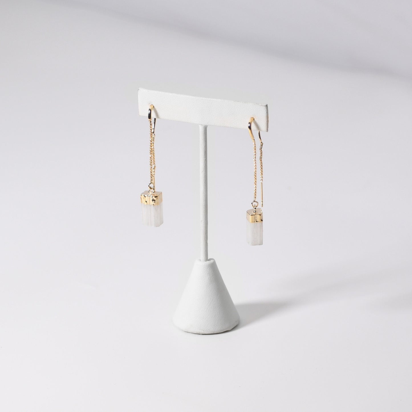 Long Rough Selenite Earrings