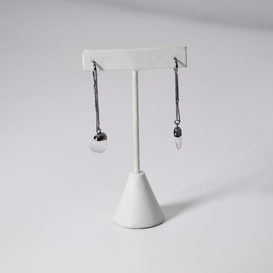 Long Tumbled Quartz Earrings