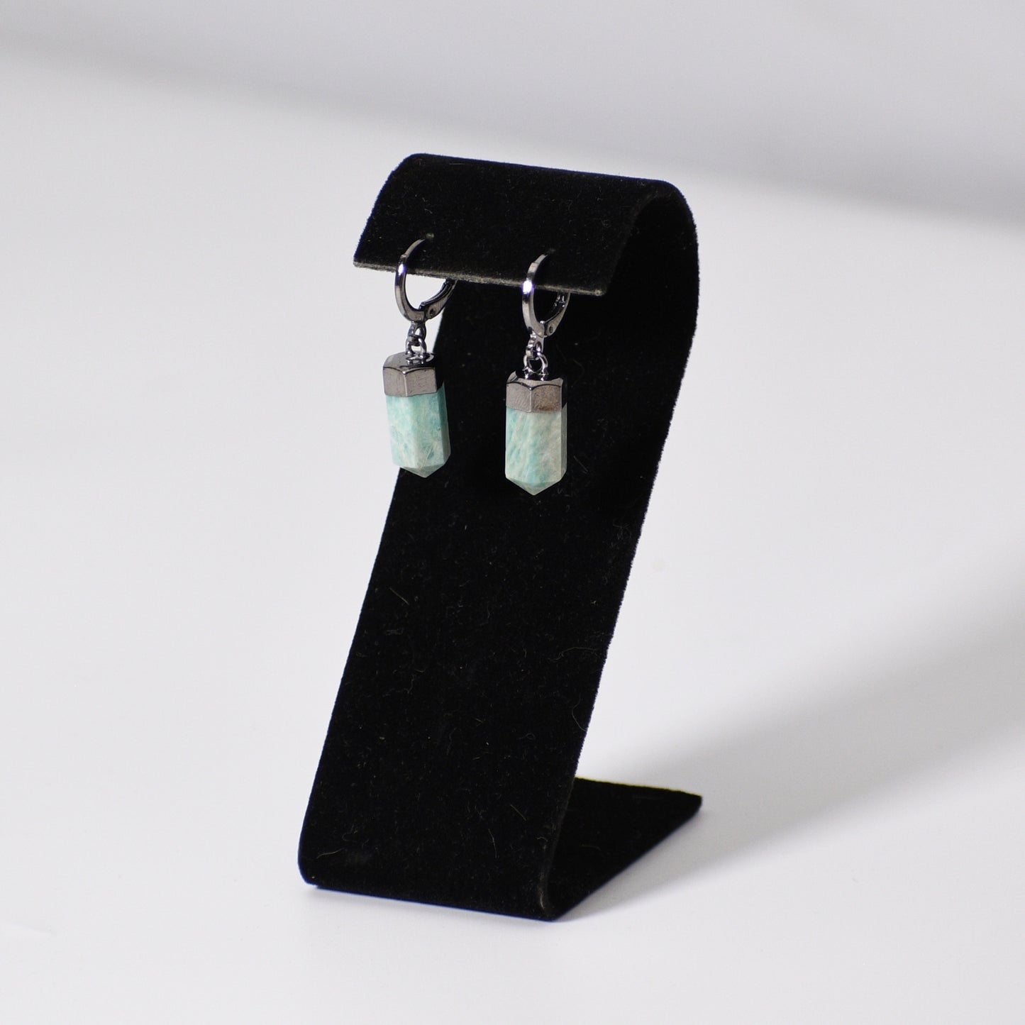 "Huggies" Amazonite point earrings (Leverback)