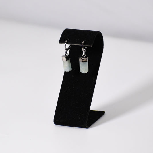 "Huggies" Aquamarine Point Earrings (Leverback)