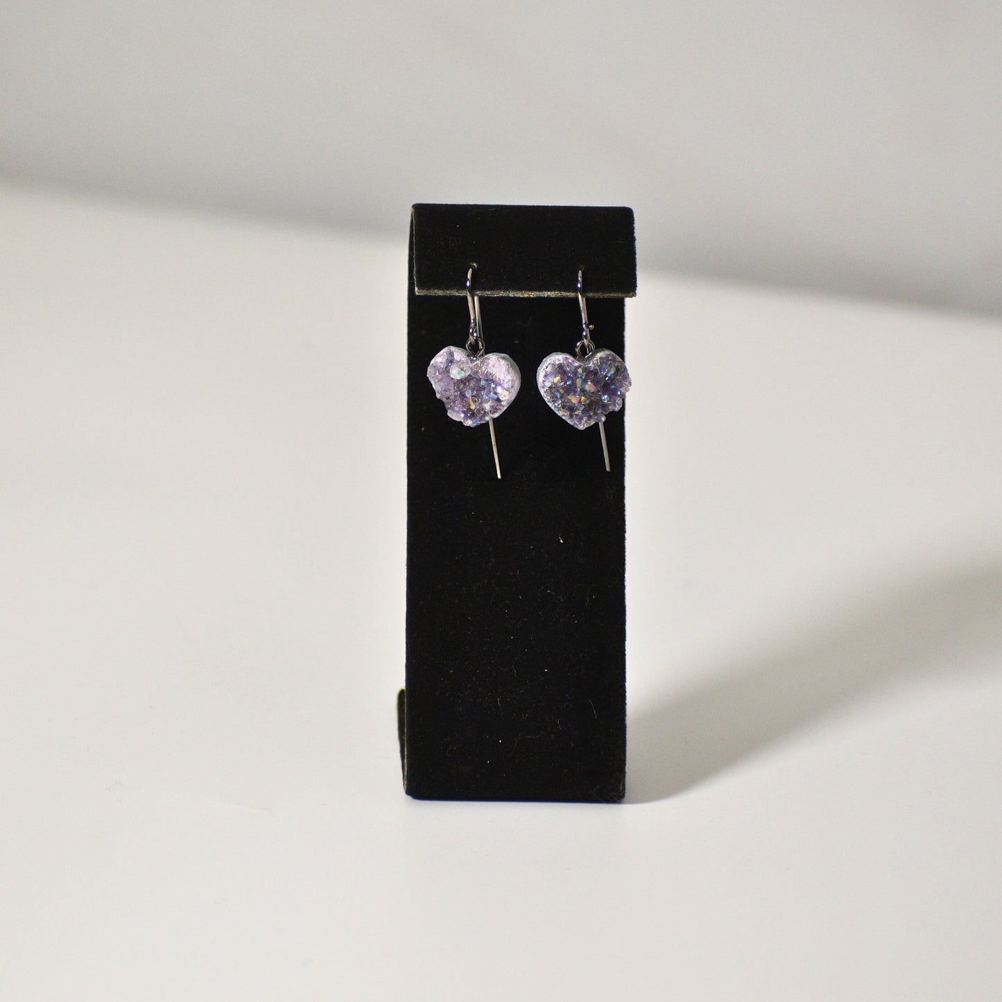 "Rainbow Love" Aura Amethyst Heart shaped earrings