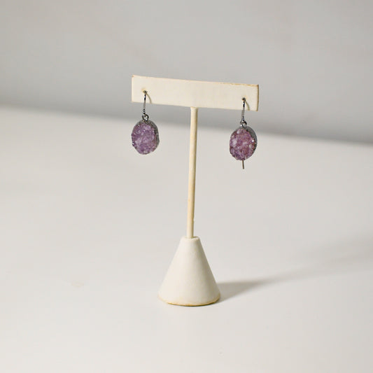 Druzy Amethyst Cabochon Earrings