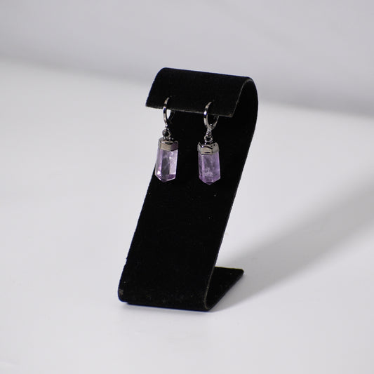 "Huggies" Amethyst Point Earrings (Leverback)