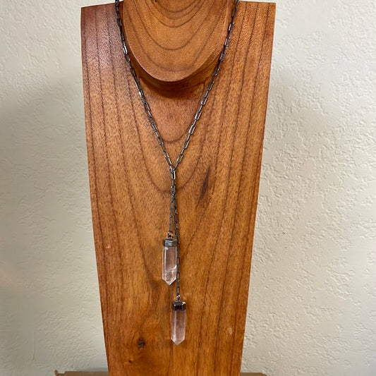 Double Lariat Quartz Points Necklace