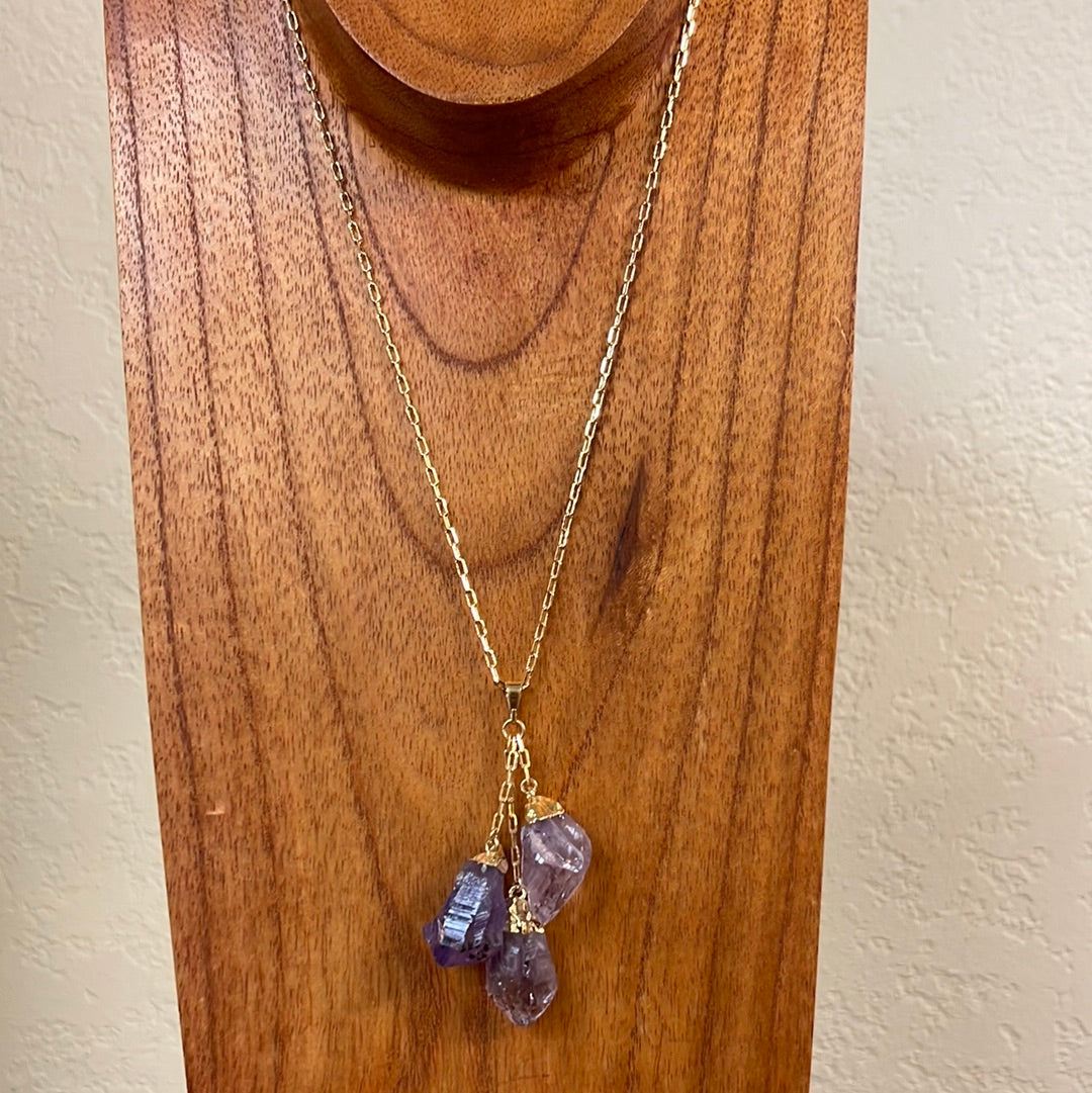 6- Natural Points Golden Citrine Tassel Necklace