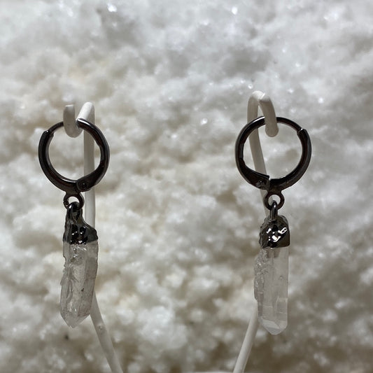 Quartz- titanium- ¾” Huggie Earring