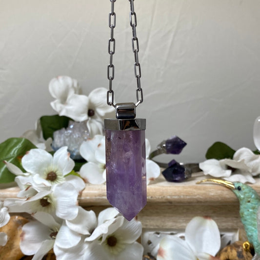 Large gender fluid Amethyst Point Necklace