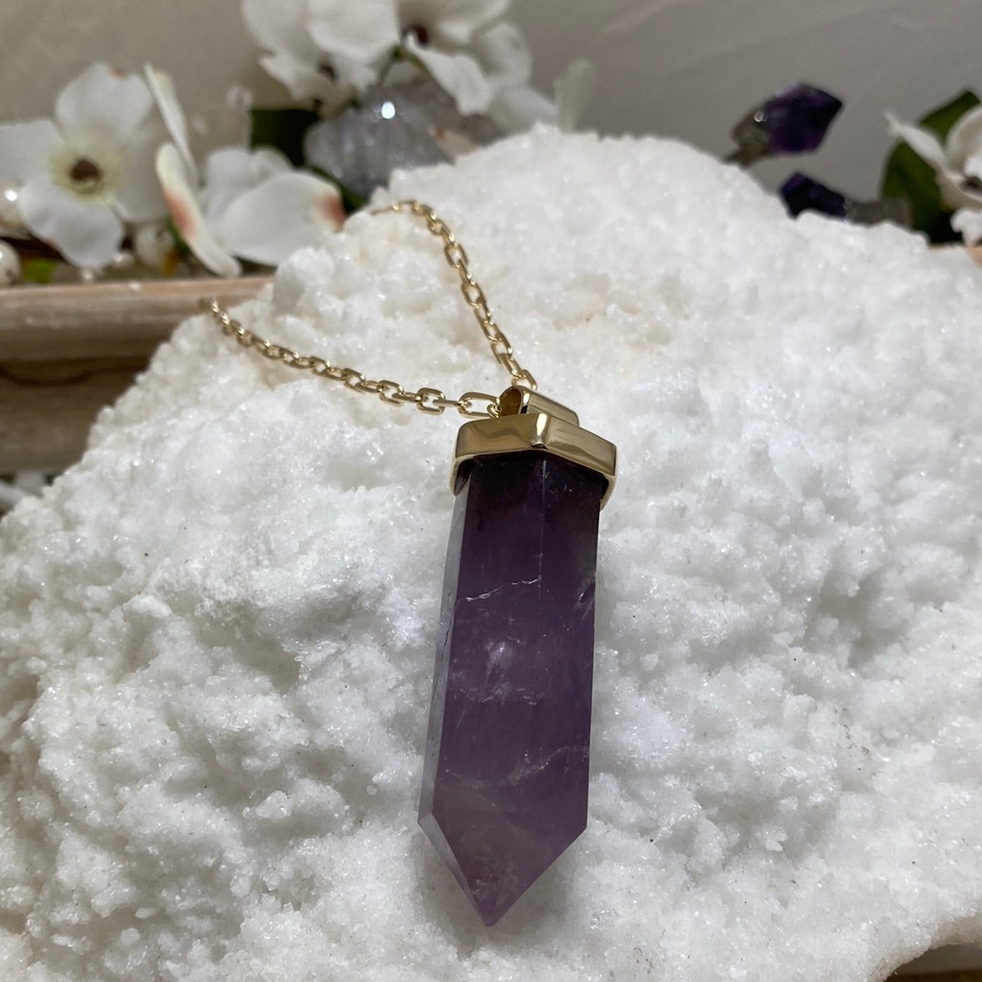 Large gender fluid Amethyst Point Necklace