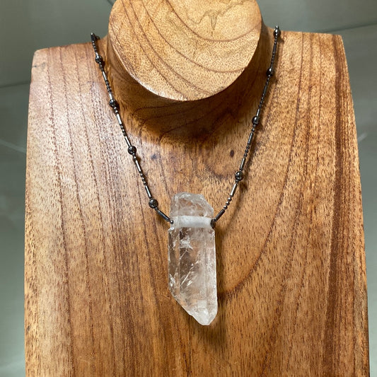 Natural Quartz Point Plated Necklace