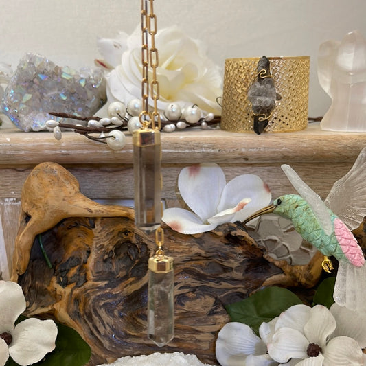 Double Points Smokey Quartz Lariat Necklace