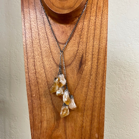 6- Natural Points Golden Citrine Tassel Necklace