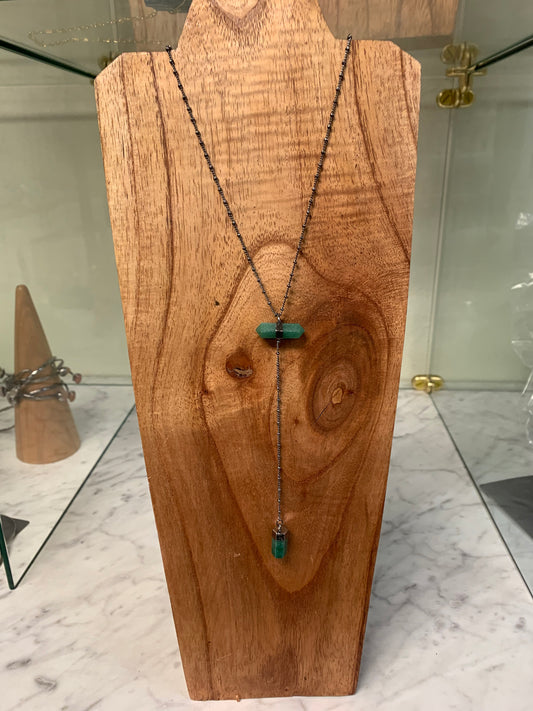 Double Terminated Horizontal Quartz Point Necklace