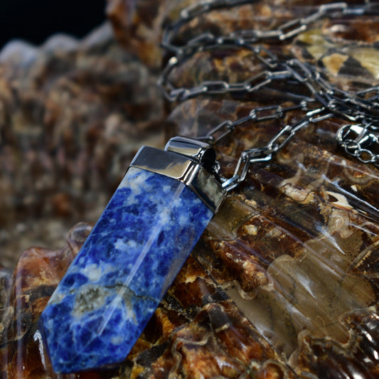Large Gender-Fluid Sodalite Point Necklace