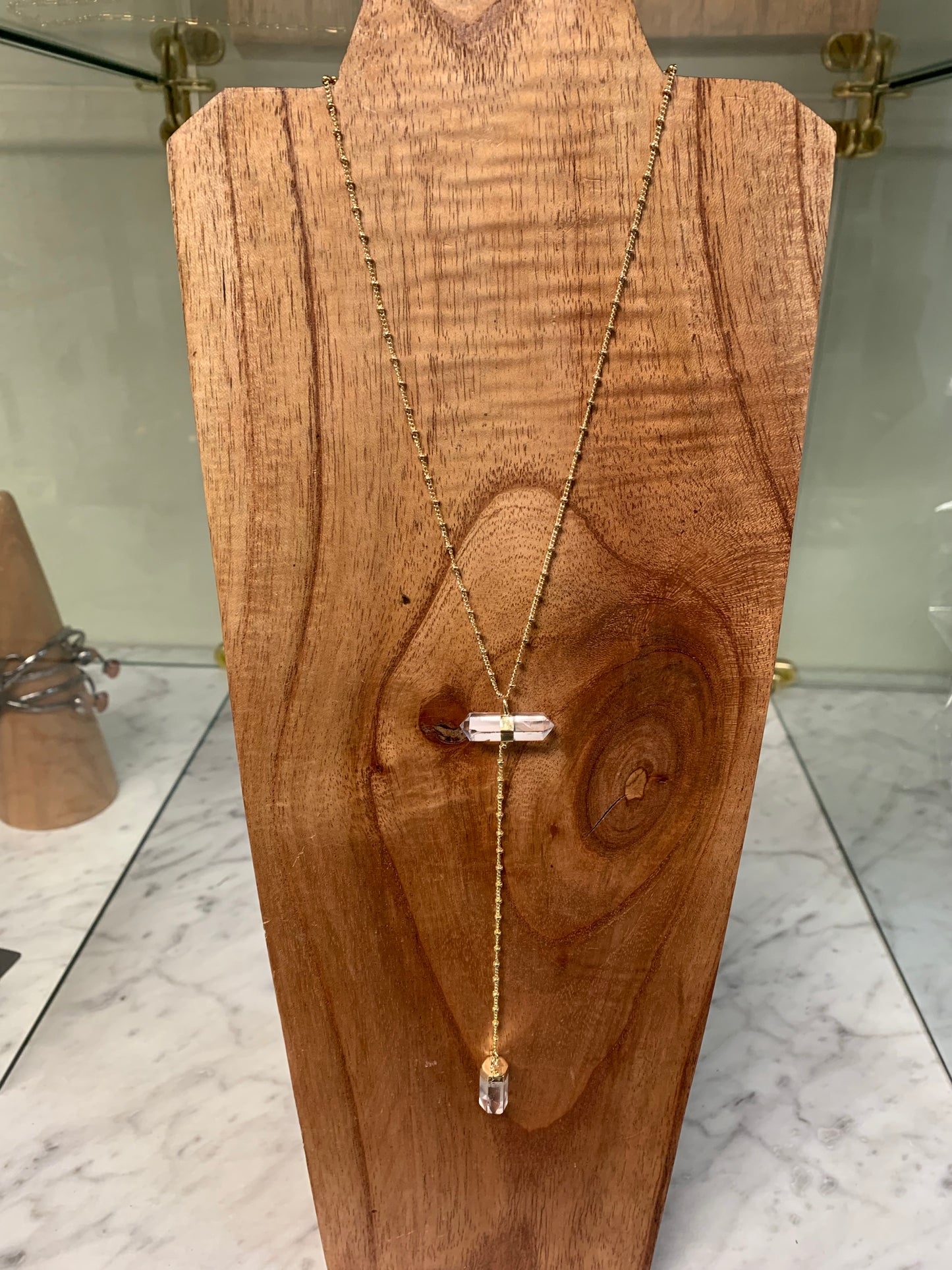 Double Terminated Horizontal Quartz Point Necklace