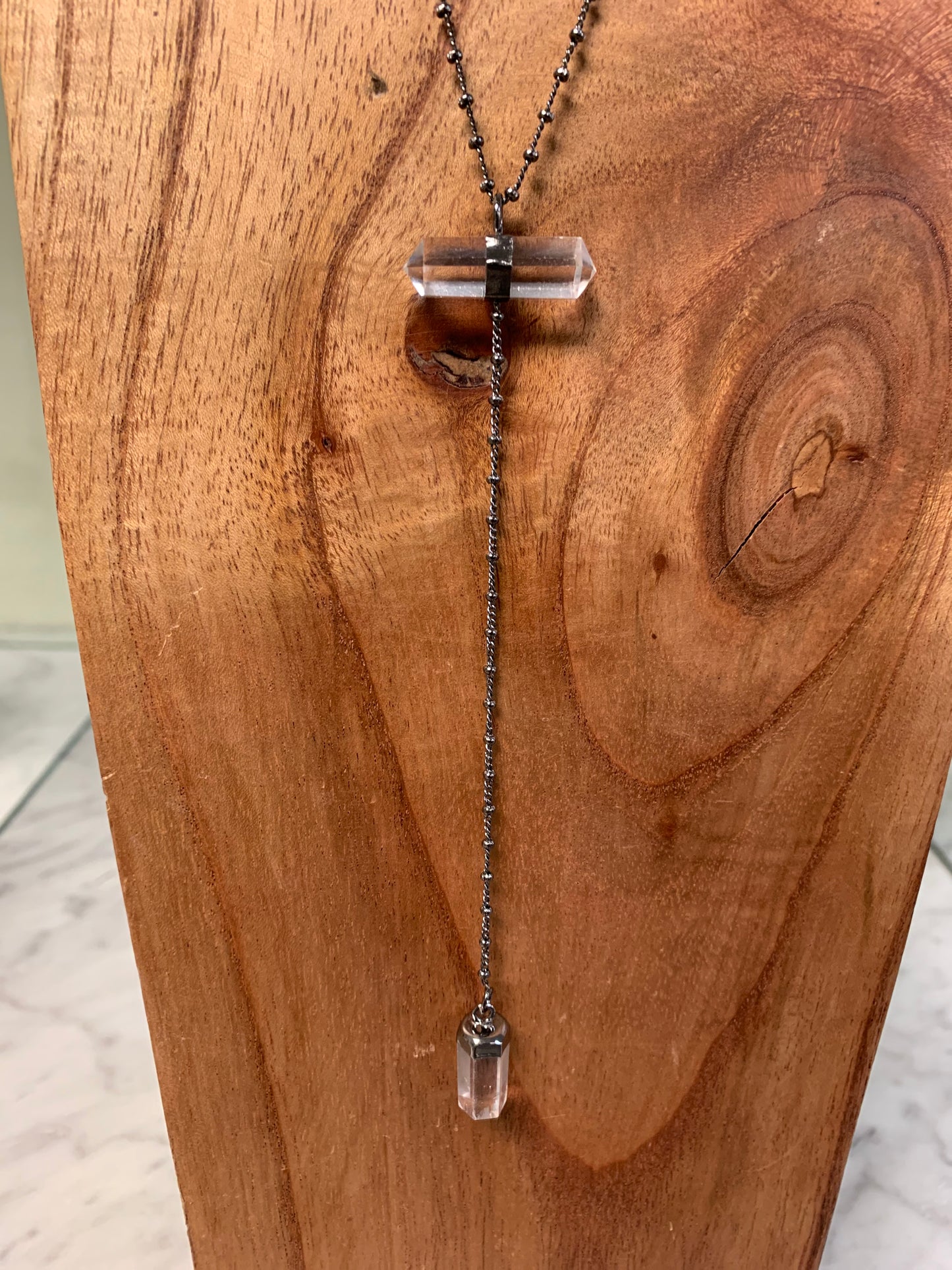 Double Terminated Horizontal Quartz Point Necklace