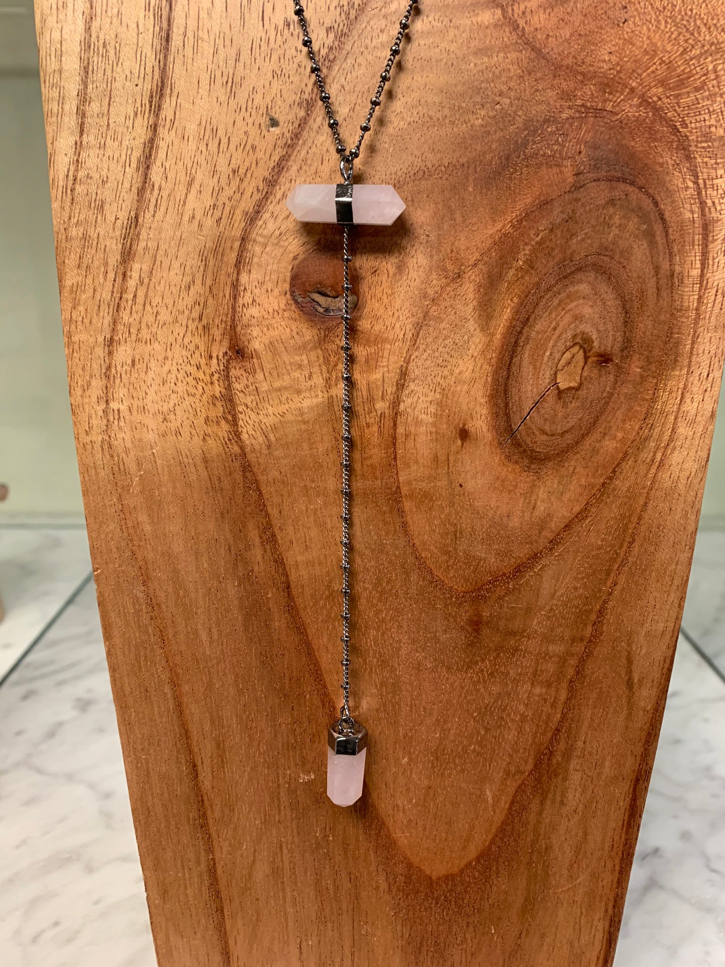Double Terminated Horizontal Quartz Point Necklace