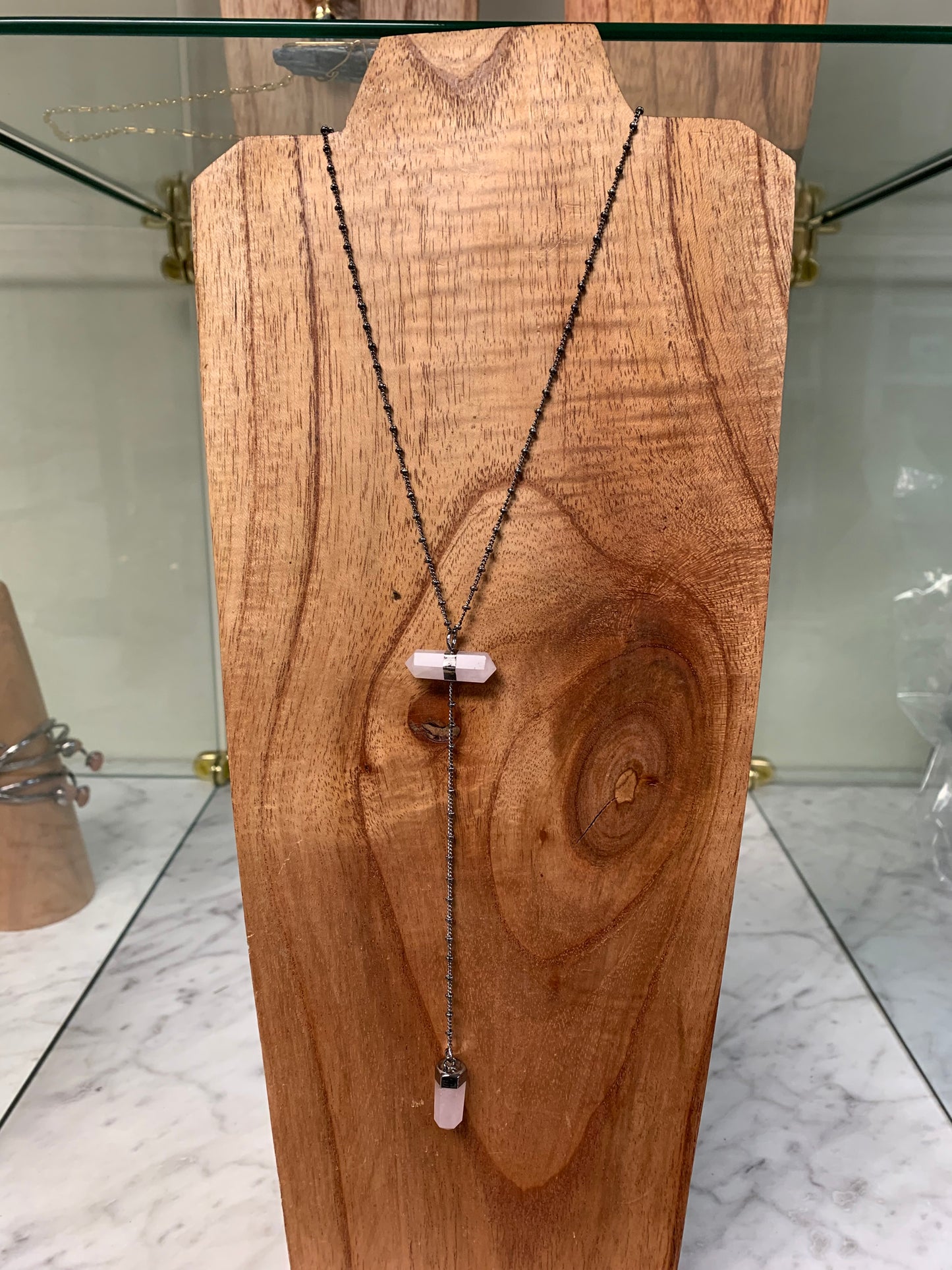 Double Terminated Horizontal Quartz Point Necklace