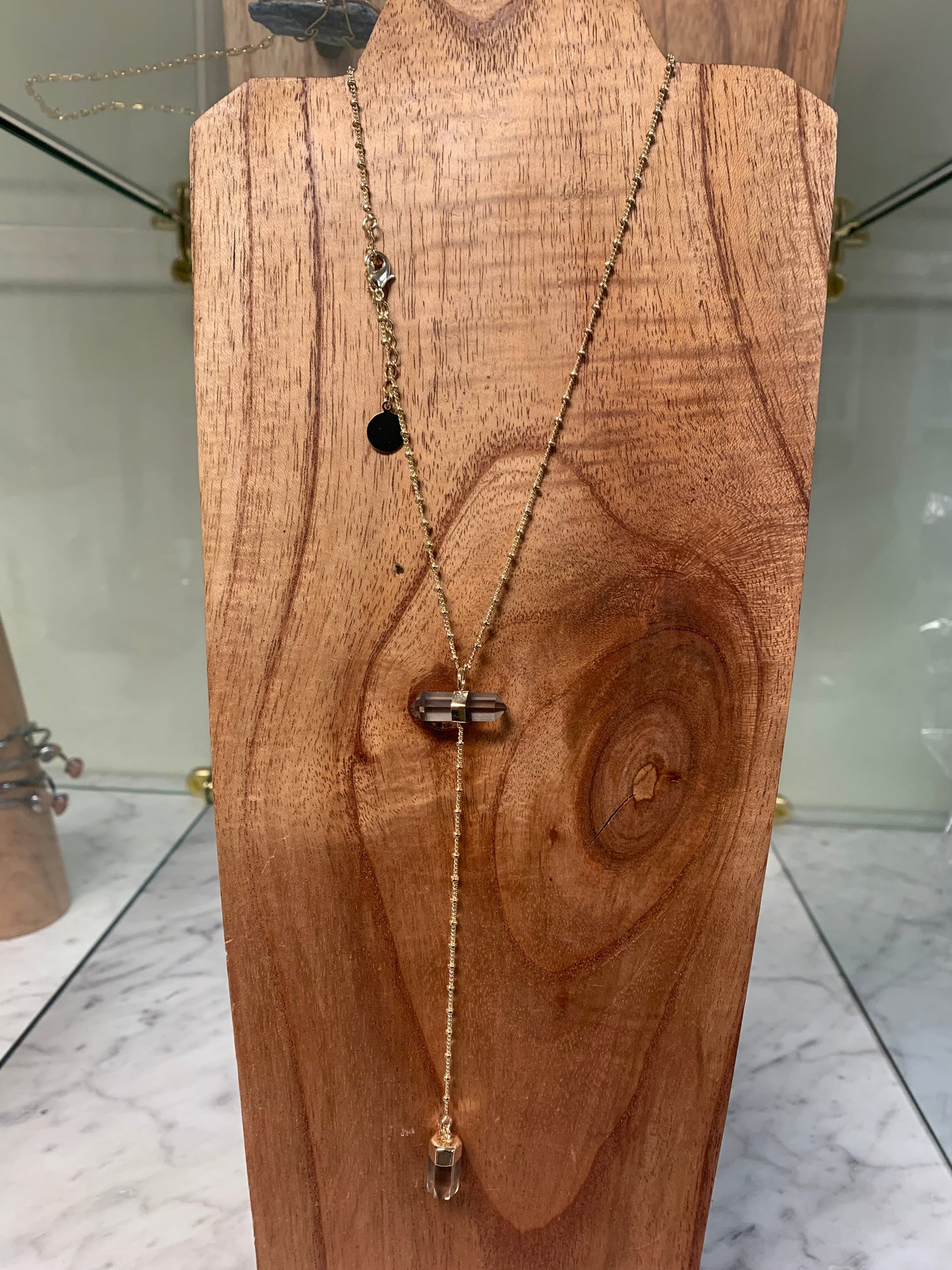 Double Terminated Horizontal Quartz Point Necklace