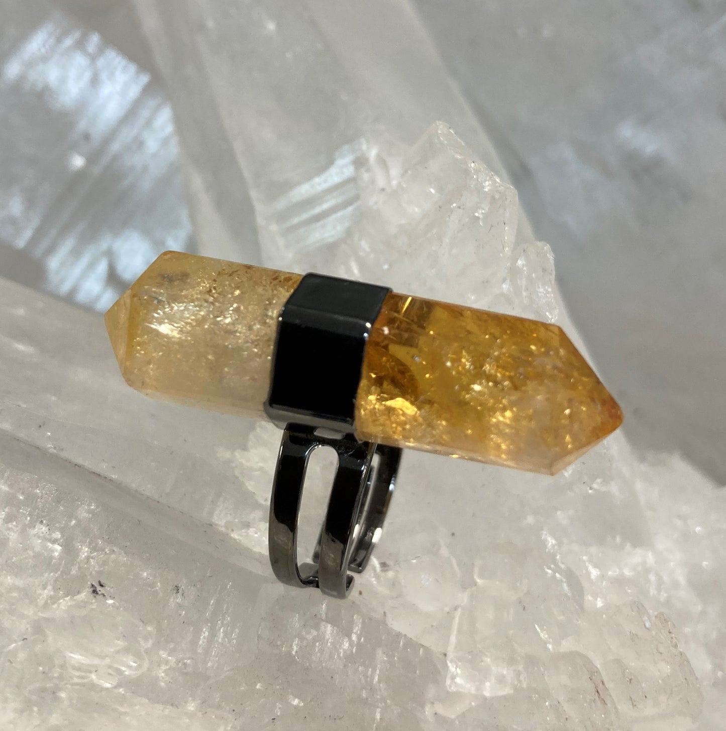 Double Terminated Adjustable Citrine Ring