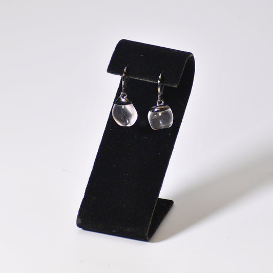 "Huggies" Leverback Tumbled Quartz Earrings