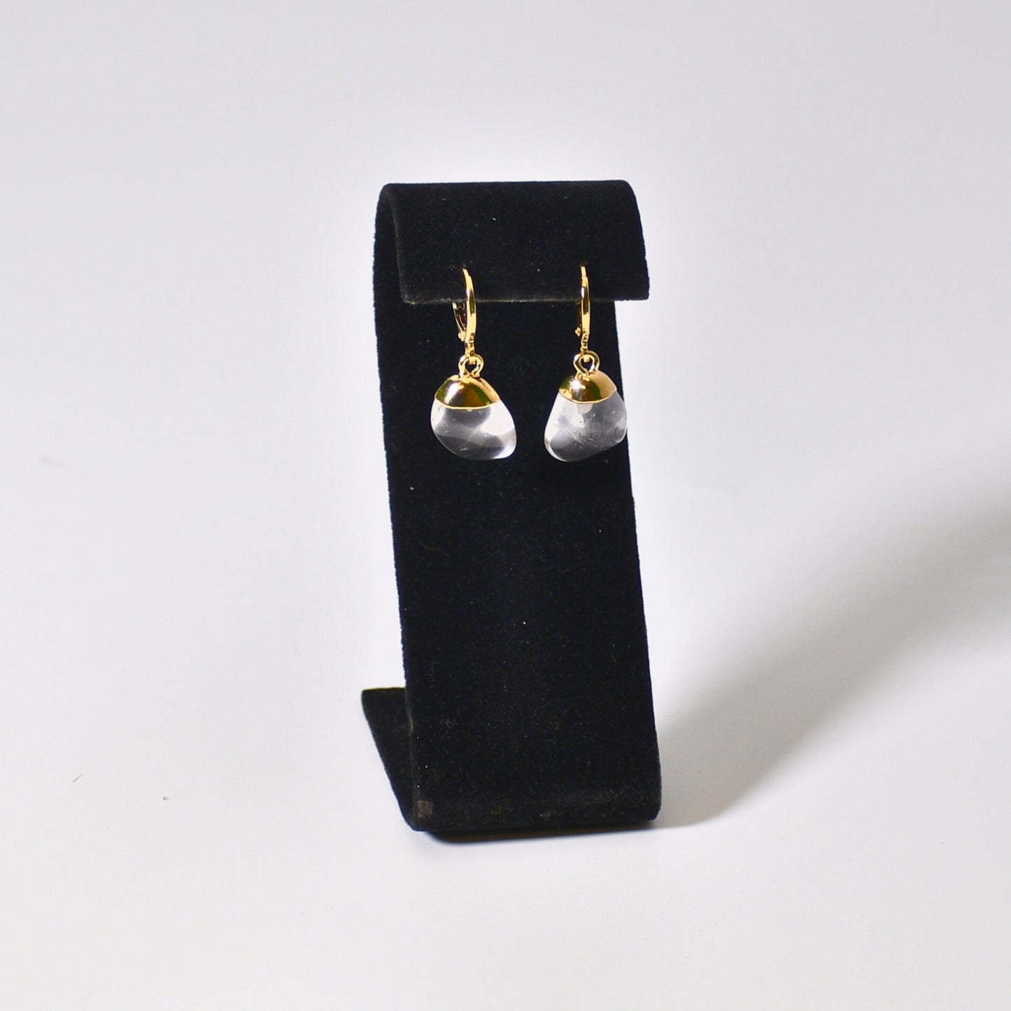 "Huggies" Leverback Tumbled Quartz Earrings