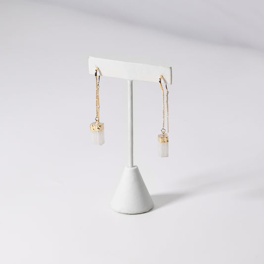Long Rough Selenite Earrings