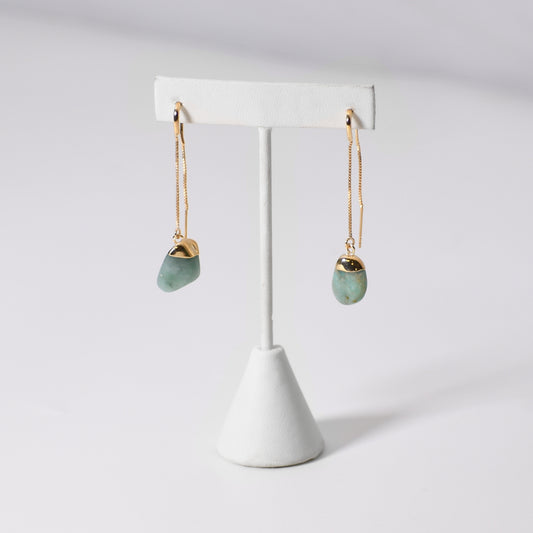 Long Tumble Aquamarine Earrings