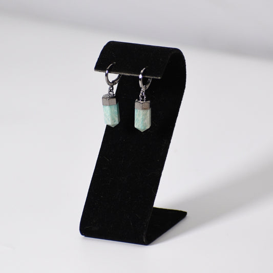 "Huggies" Amazonite point earrings (Leverback)