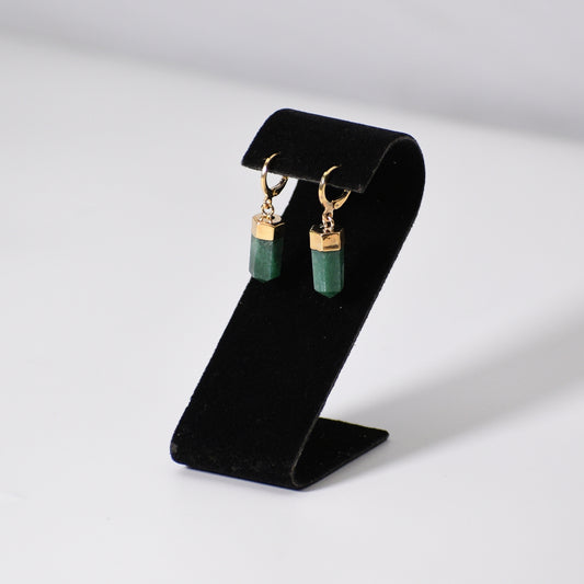 "Huggies" Aventurine Point Earrings (Leverback)