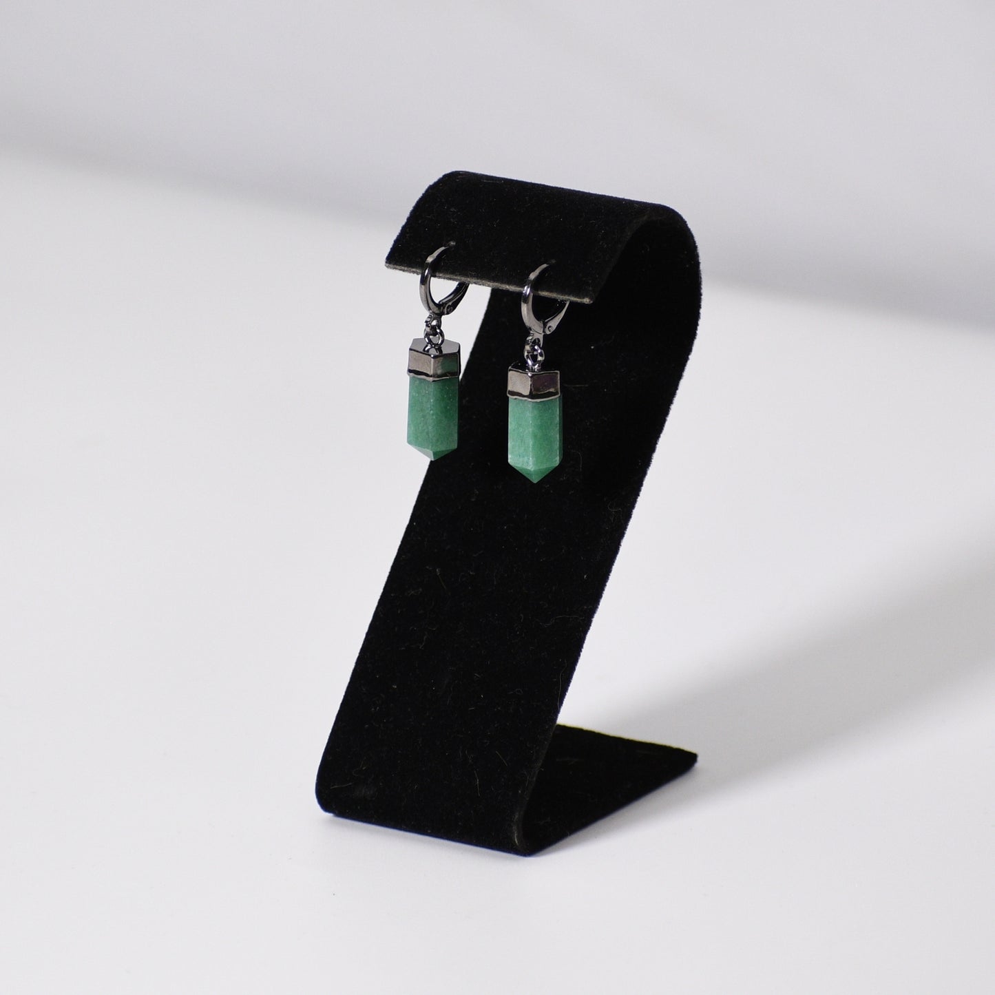 "Huggies" Aventurine Point Earrings (Leverback)