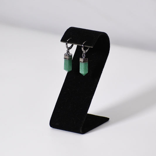 "Huggies" Aventurine Point Earrings (Leverback)