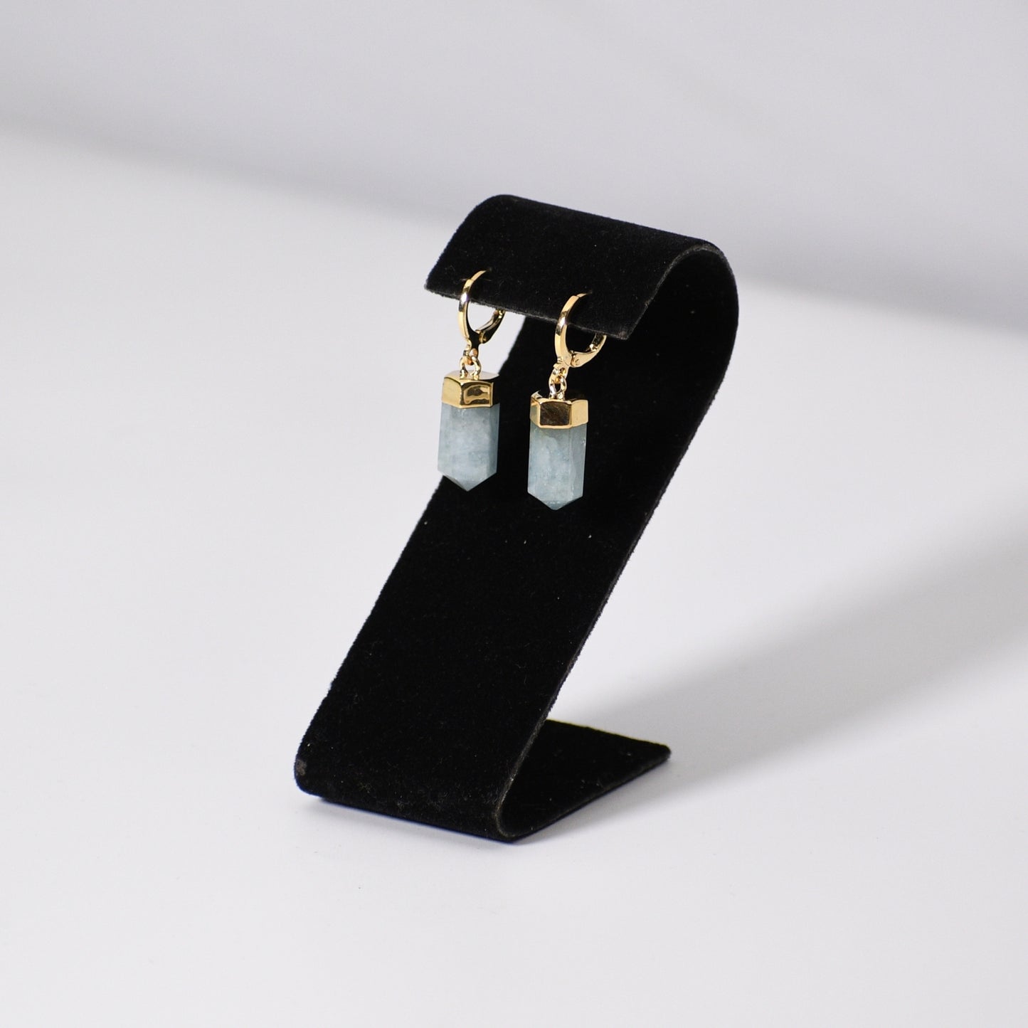 "Huggies" Aquamarine Point Earrings (Leverback)