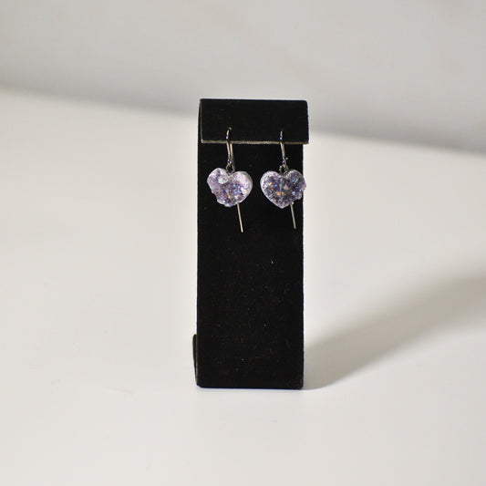 "Rainbow Love" Aura Amethyst Heart shaped earrings