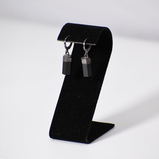 "Huggies" Obsidian Point Earrings (Leverback)