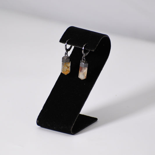 "Huggies" Citrine Point Earrings (Leverback)