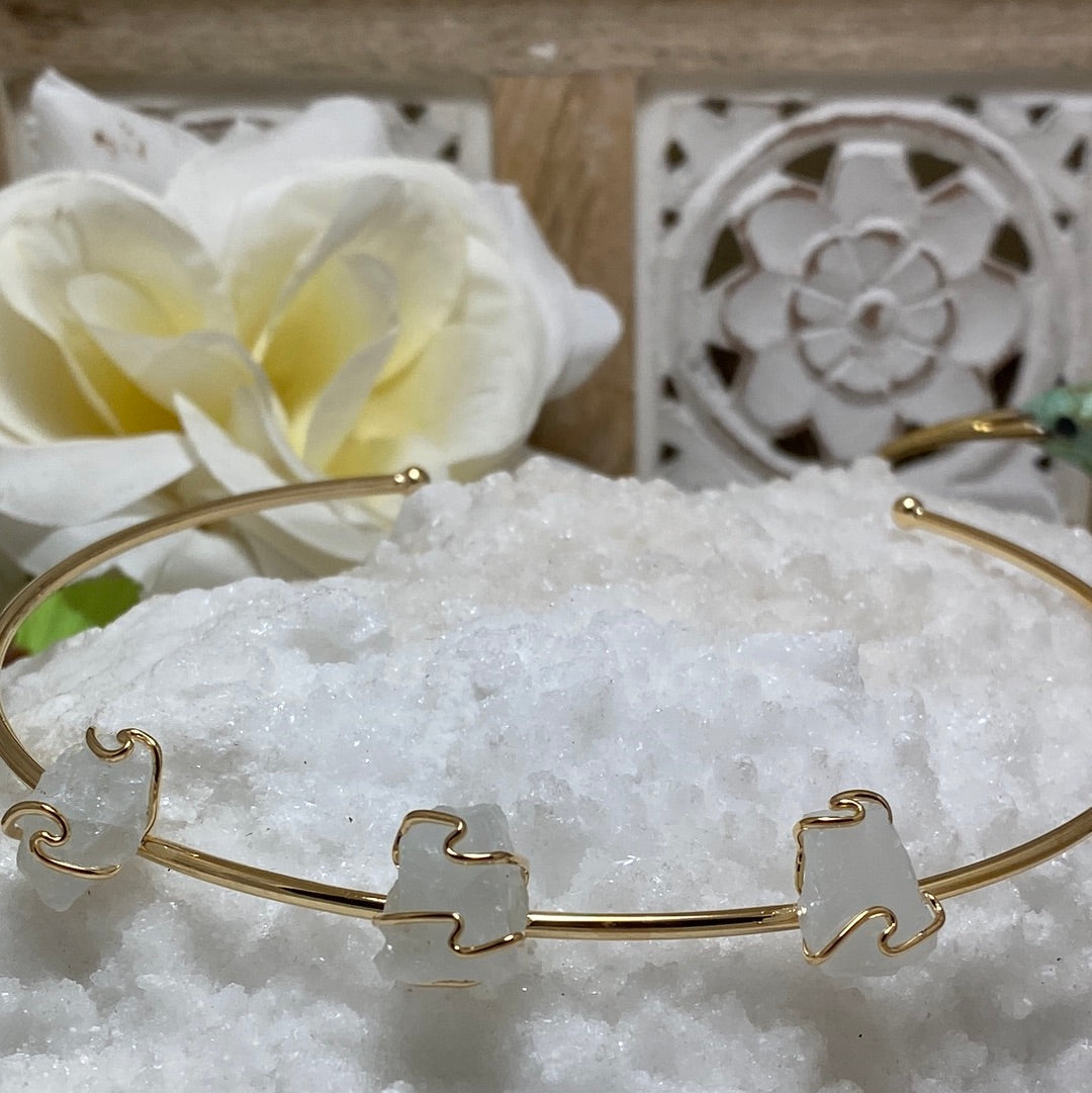 Triple Aquamarine rough piece Cuff necklace