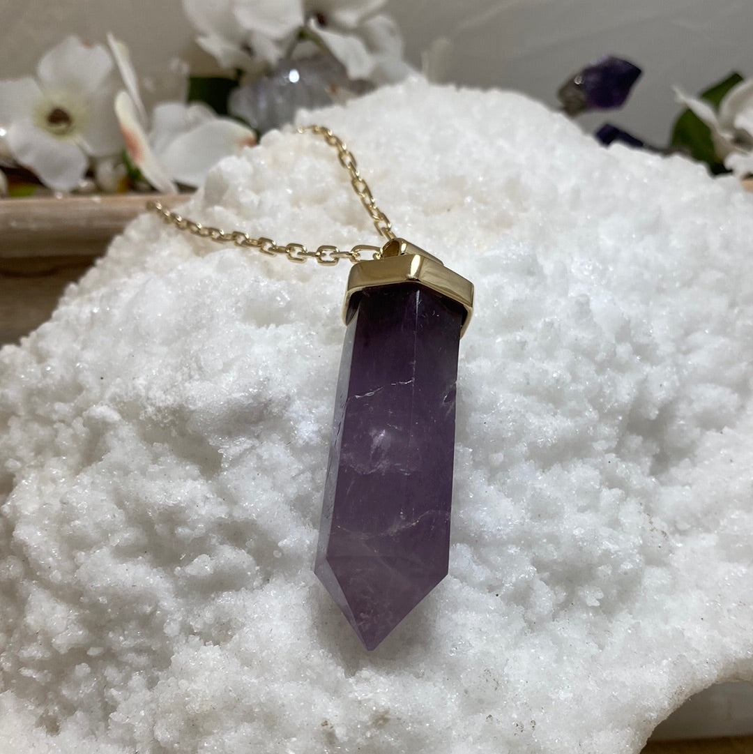 Large gender fluid Amethyst Point Necklace