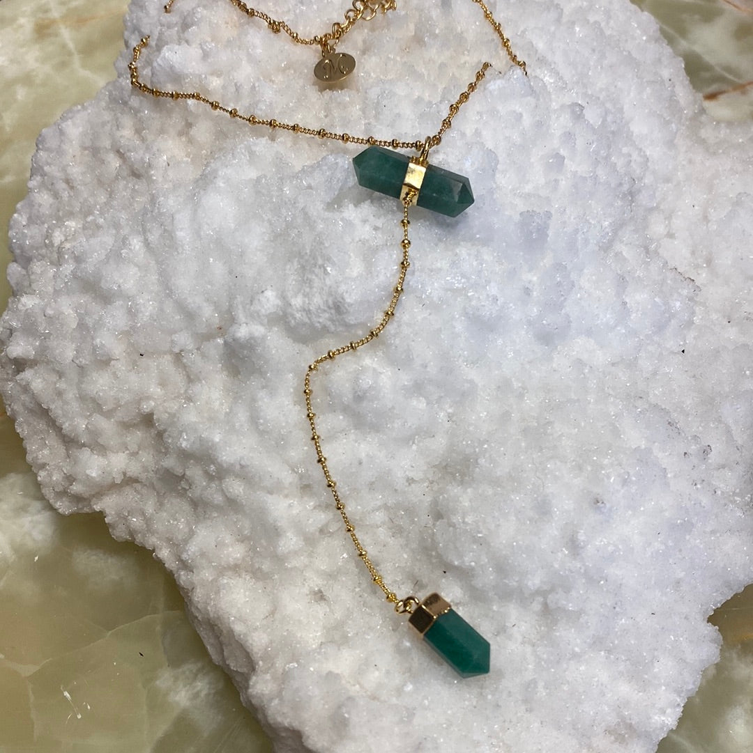 Double Terminated Horizontal Quartz Point Necklace