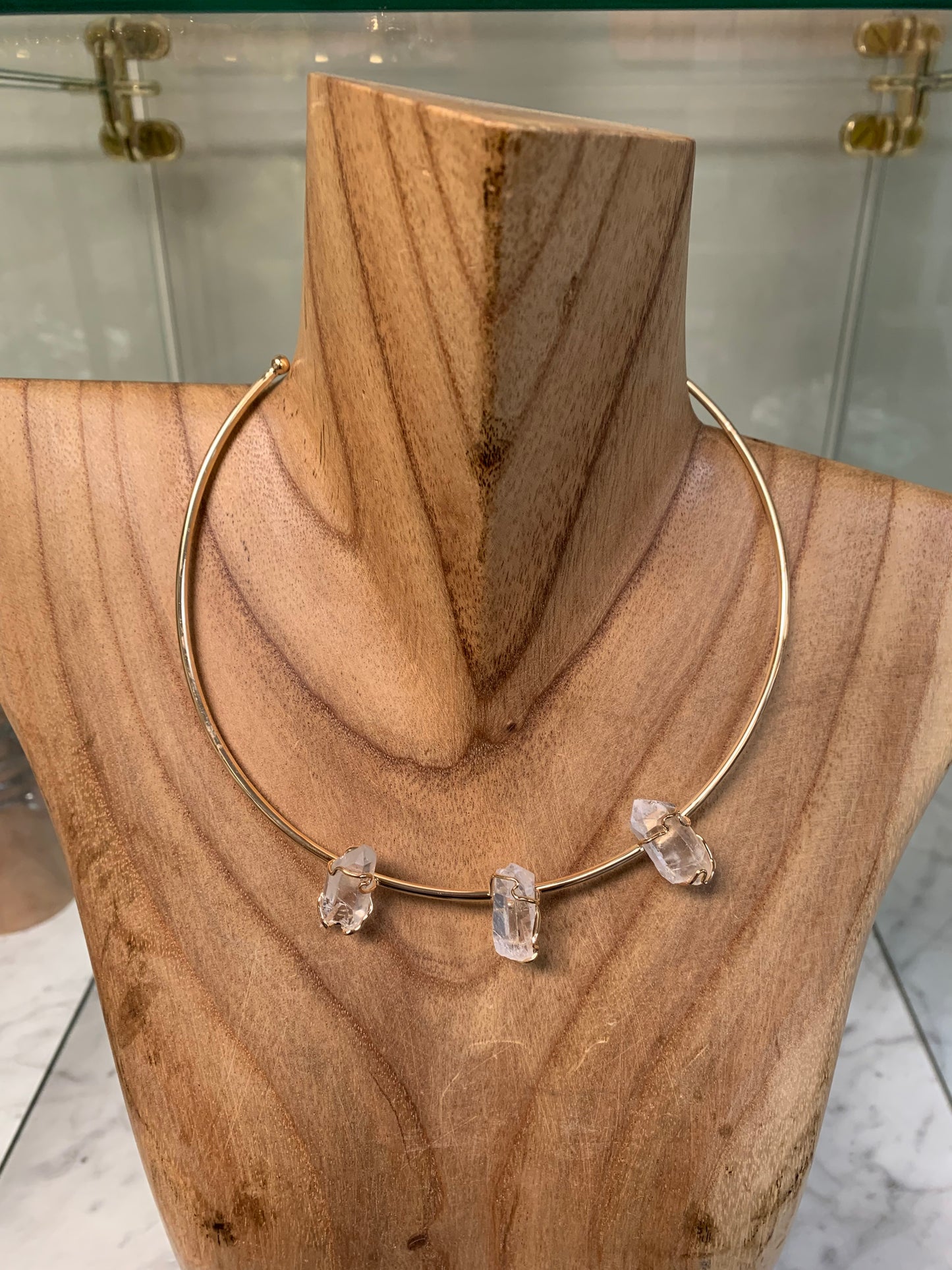 Triple-Point Quartz Cuff Choker Necklace