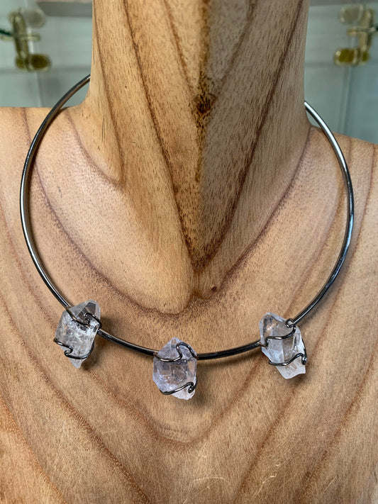 Triple-Point Quartz Cuff Choker Necklace