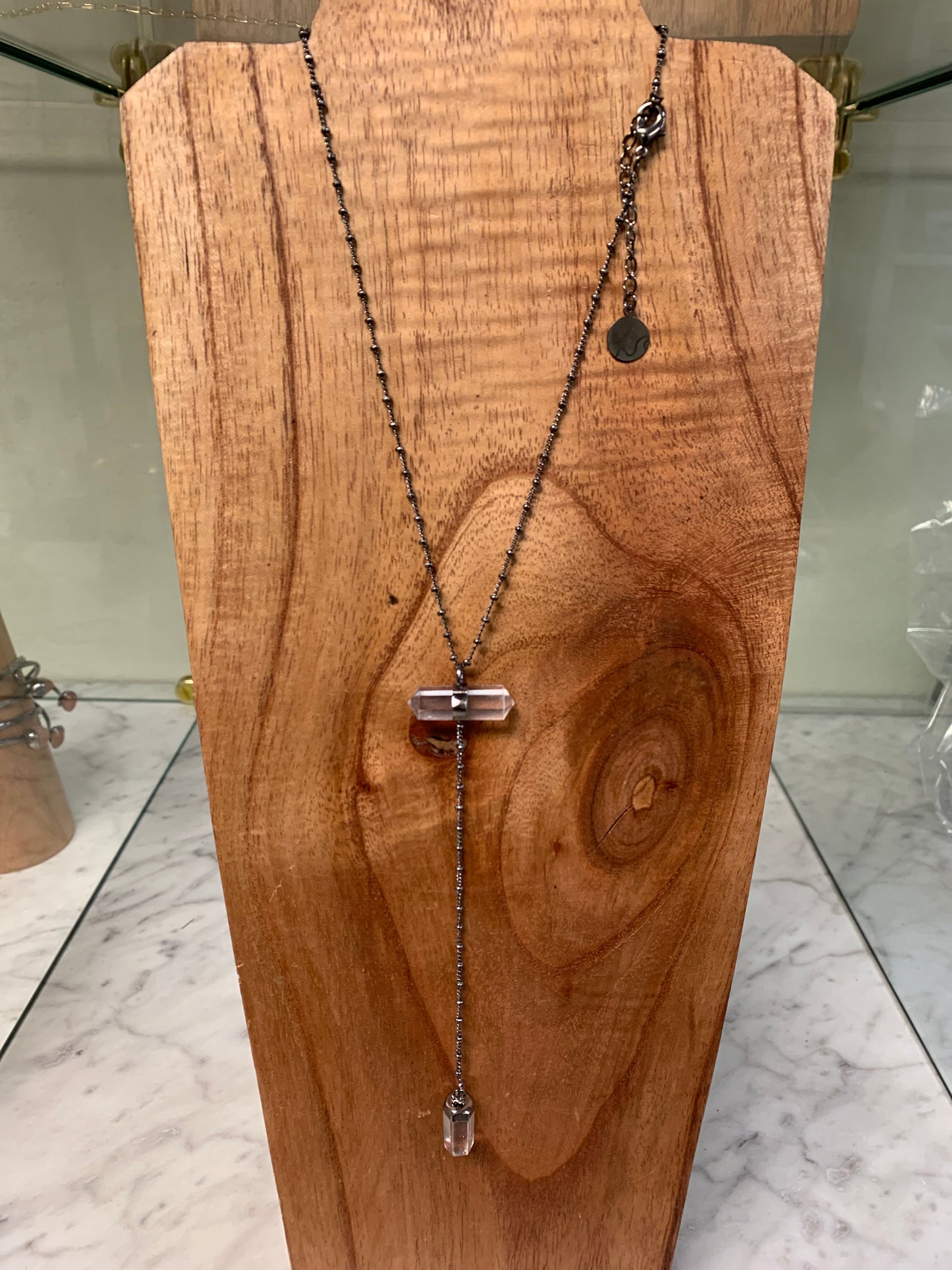 Double Terminated Horizontal Quartz Point Necklace